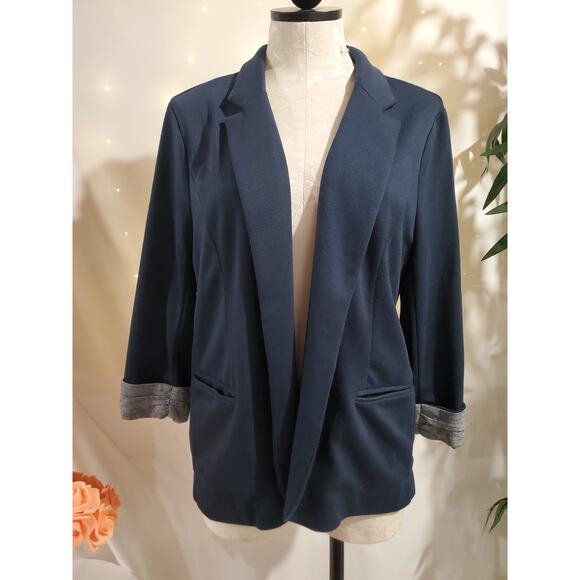 Skies are Blue Stitch Fix Asa Knit Blazer Jacket Size XL Navy Blue Career Office - Picture 1 of 10